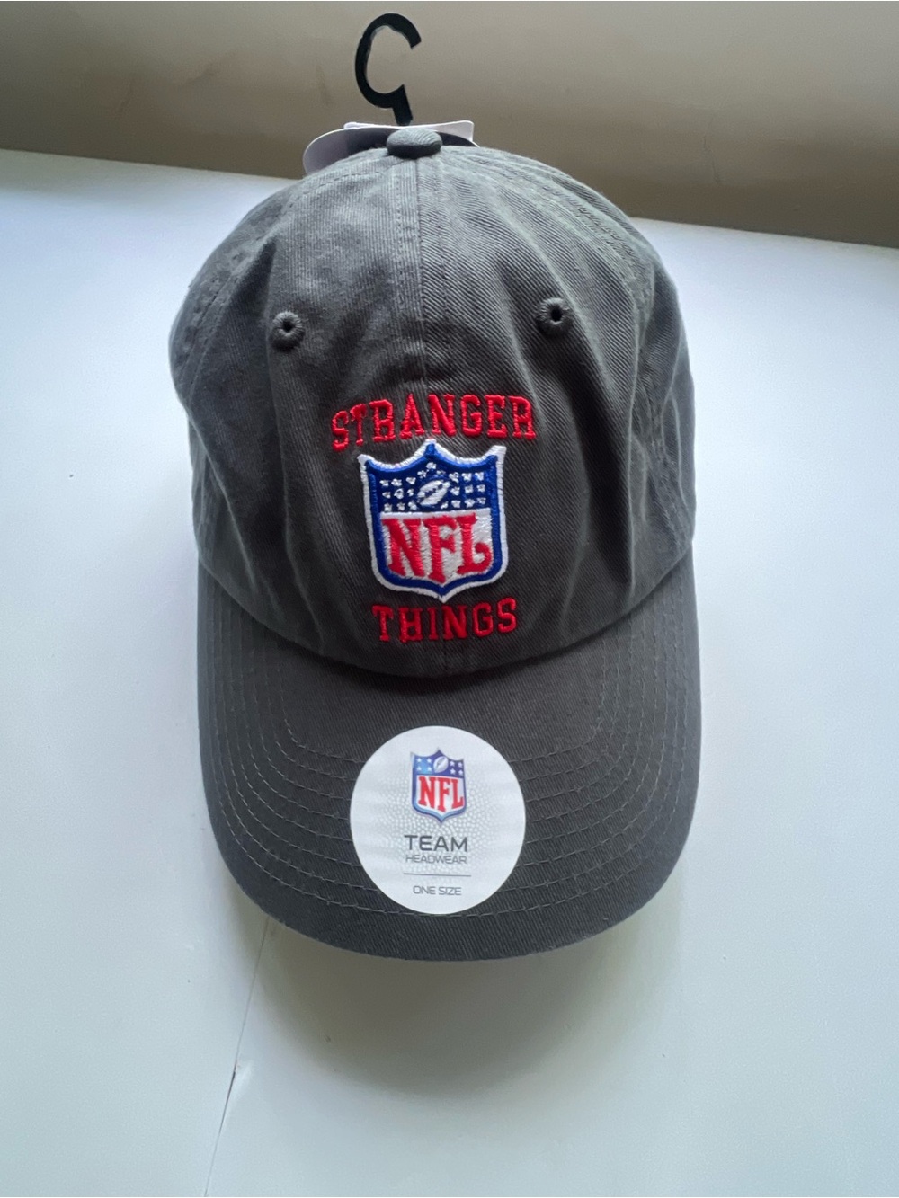 NFL Gray 'Stranger Things' Mens Baseball Cap with Red & Blue Logo